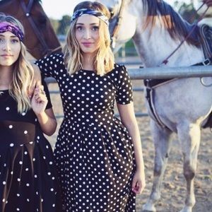 LuLaRoe Amelia Black/White Polka Dot Dress